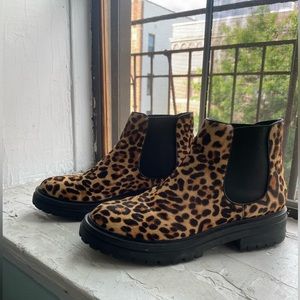 Kenneth Cole Leopard Calf Hair Ankle Boots Women’s US 9.5